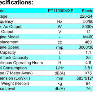 PT11000MXE – PETROL ENGINE GENERATOR (Electric)